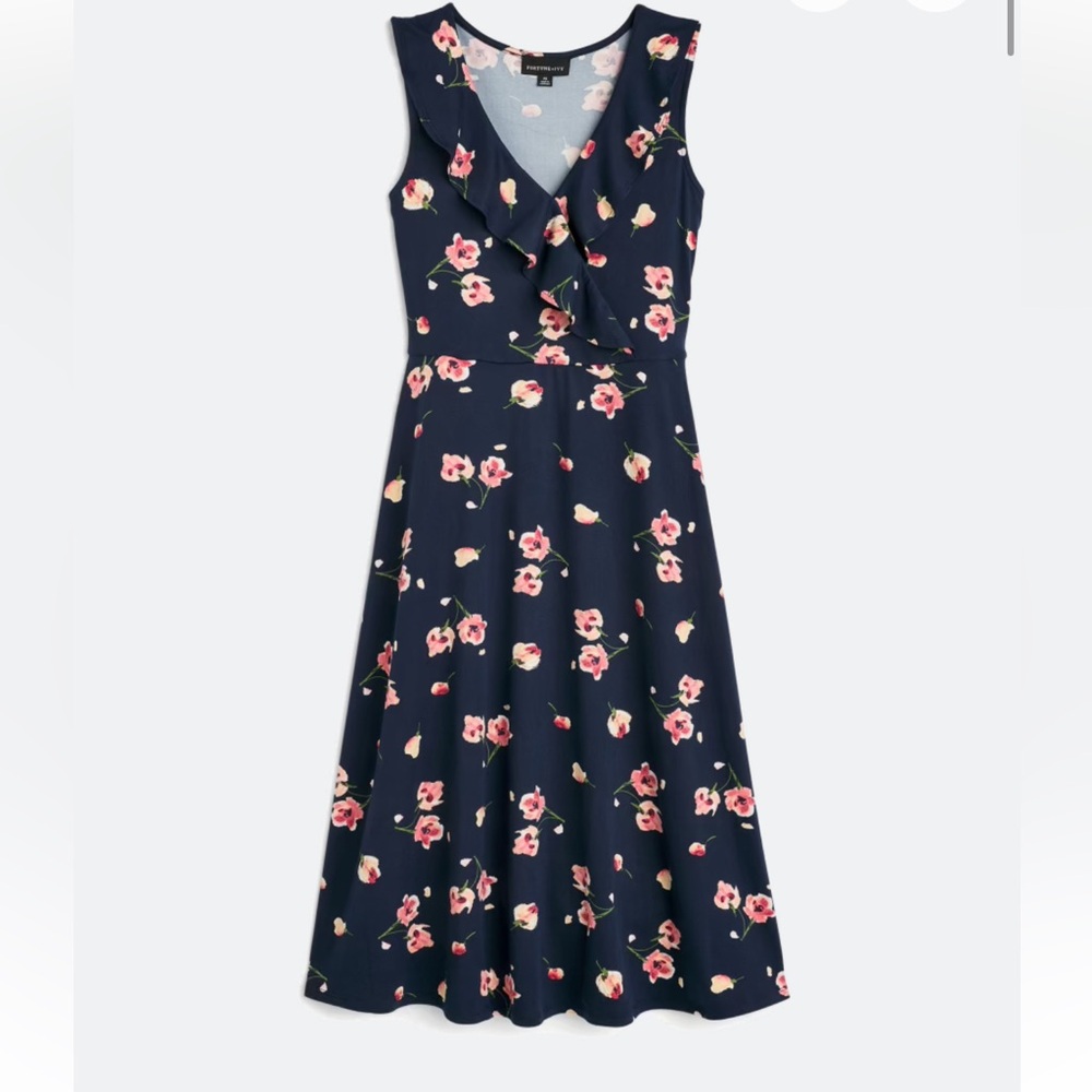 Navy Floral Midi Dress